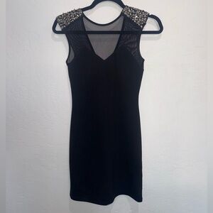 Sparkle & Fade Black Mini Dress with Silver Embellishments